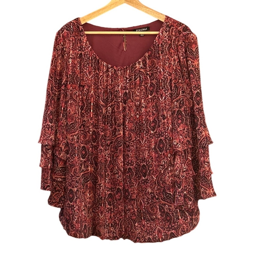 Plus size chic Blouse Warm tones, Relaxed fit, Everyday wear, Romantic boho top
